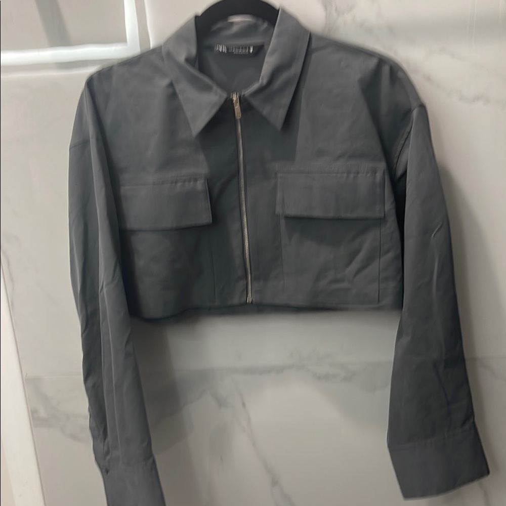 Zara Gray Crop Top with Zipper